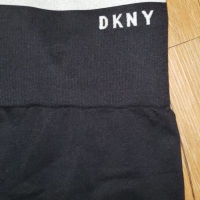 Dkny Sport Leggings Size Large Black, White stripe  sheer detail